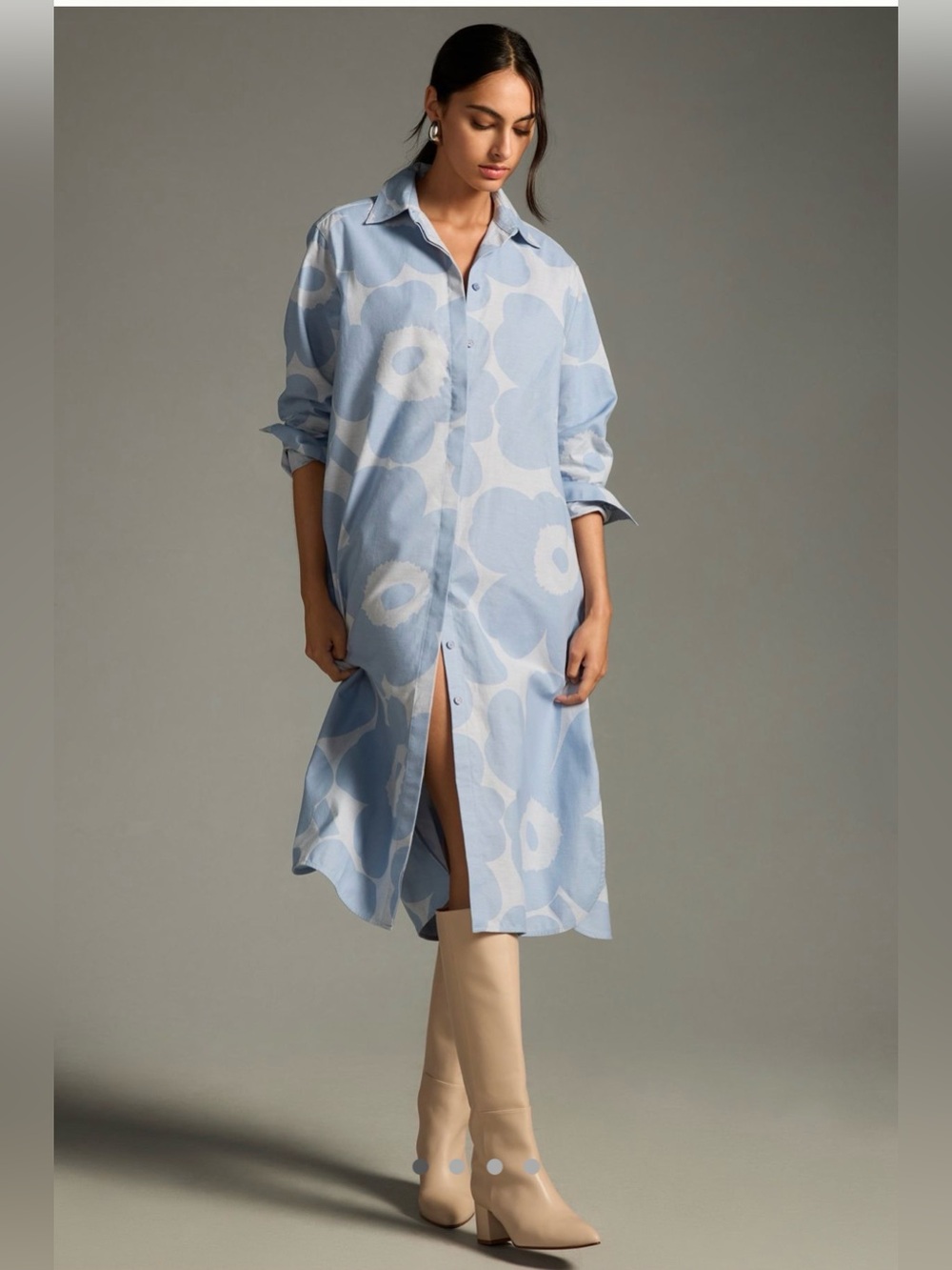 MARIMEKKO RUNOELMA UNIKKO COTTON DRESS BLUE 42 Shirtdress